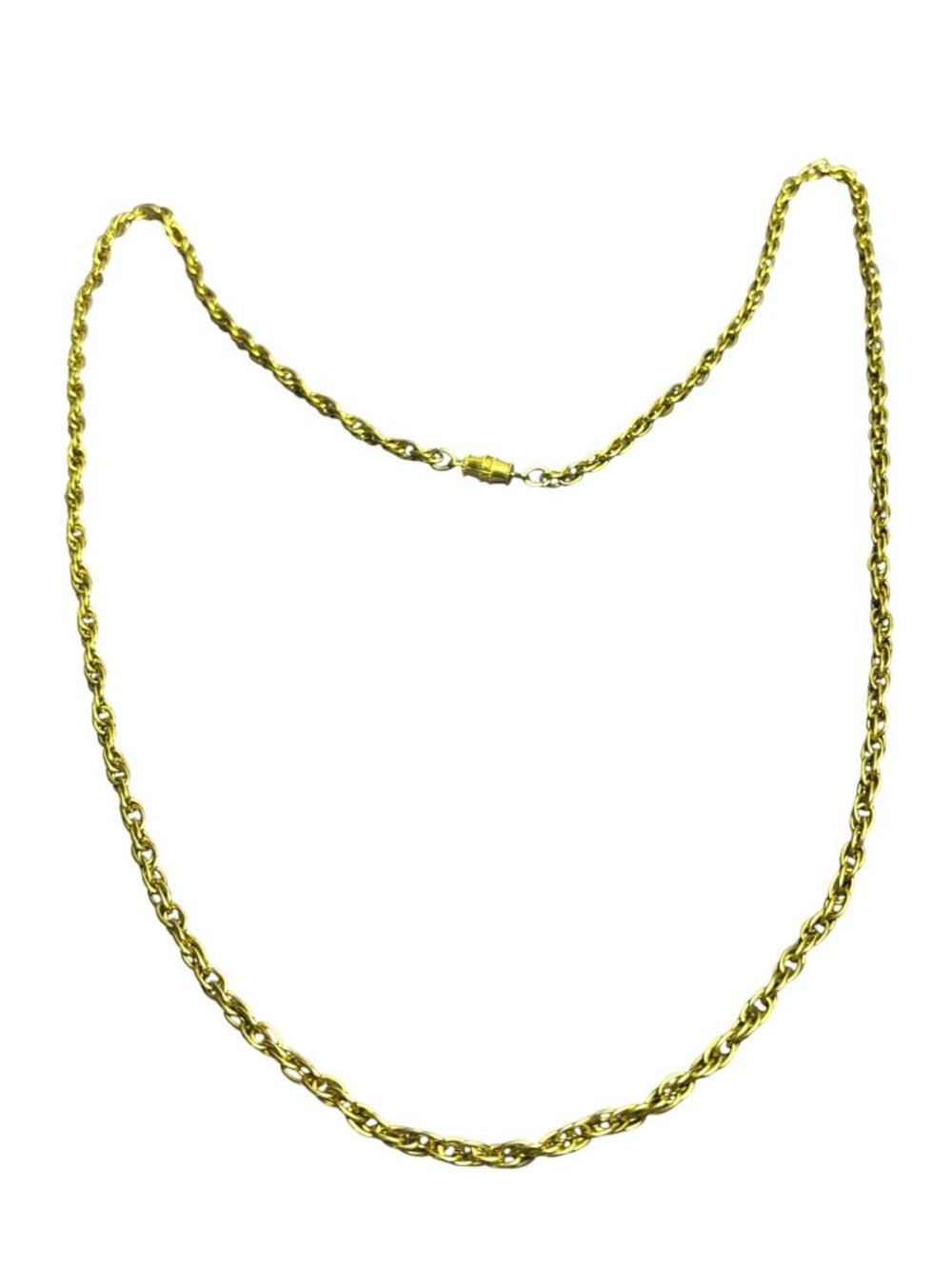 Vintage Goldtone Rope Chain Barrel Clasp 30 inches Long